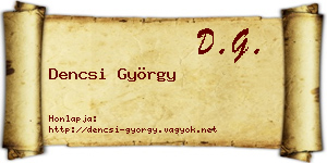 Dencsi György névjegykártya